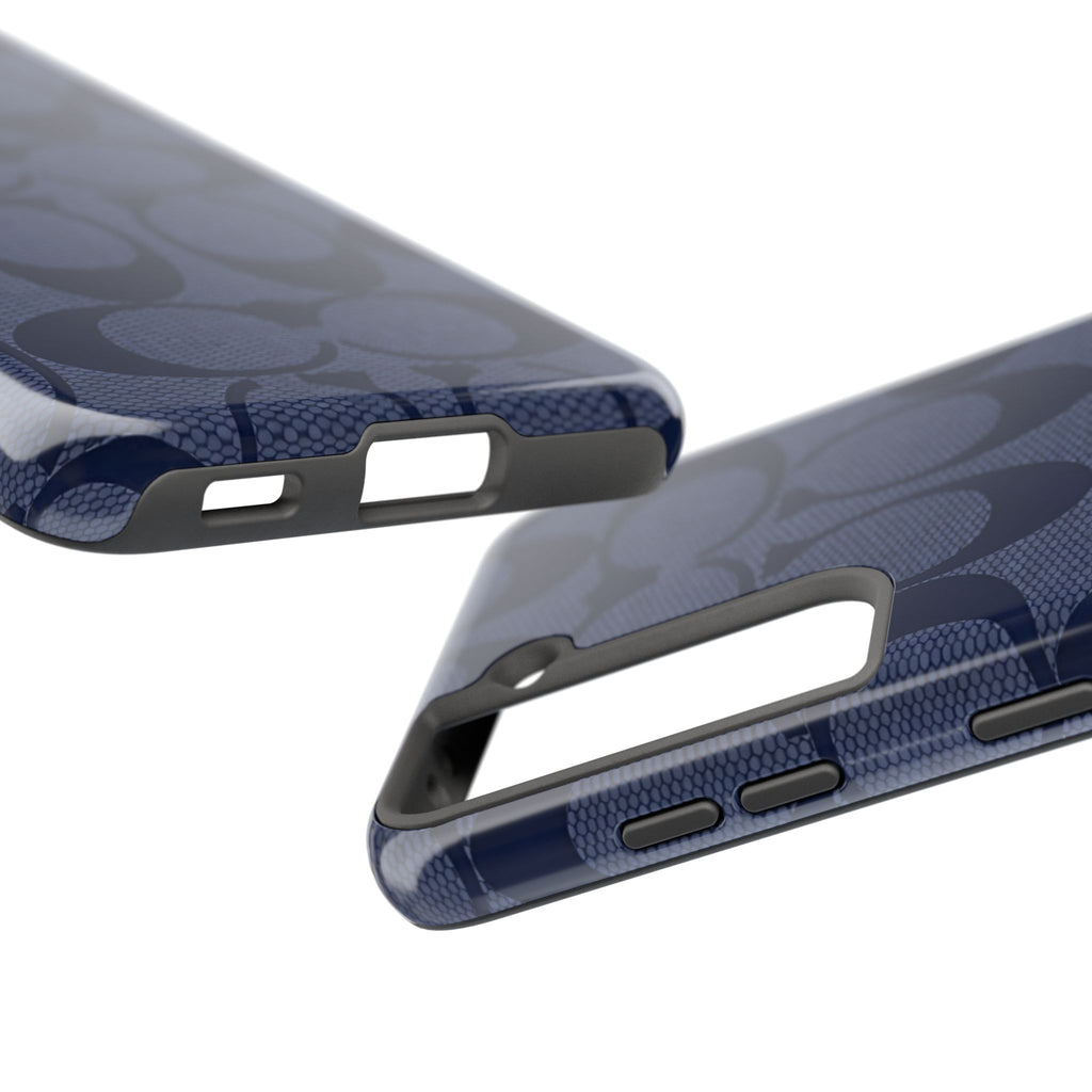 Navy Signature Pattern Tough Phone Case — Protective Designer-Inspired iPhone Case