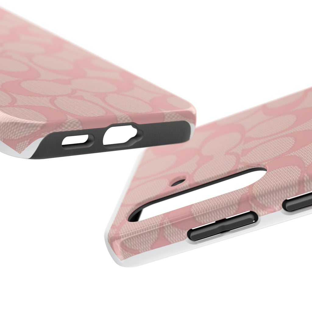 Pink Monogram Pattern Tough Phone Case — Stylish Protective iPhone Cover