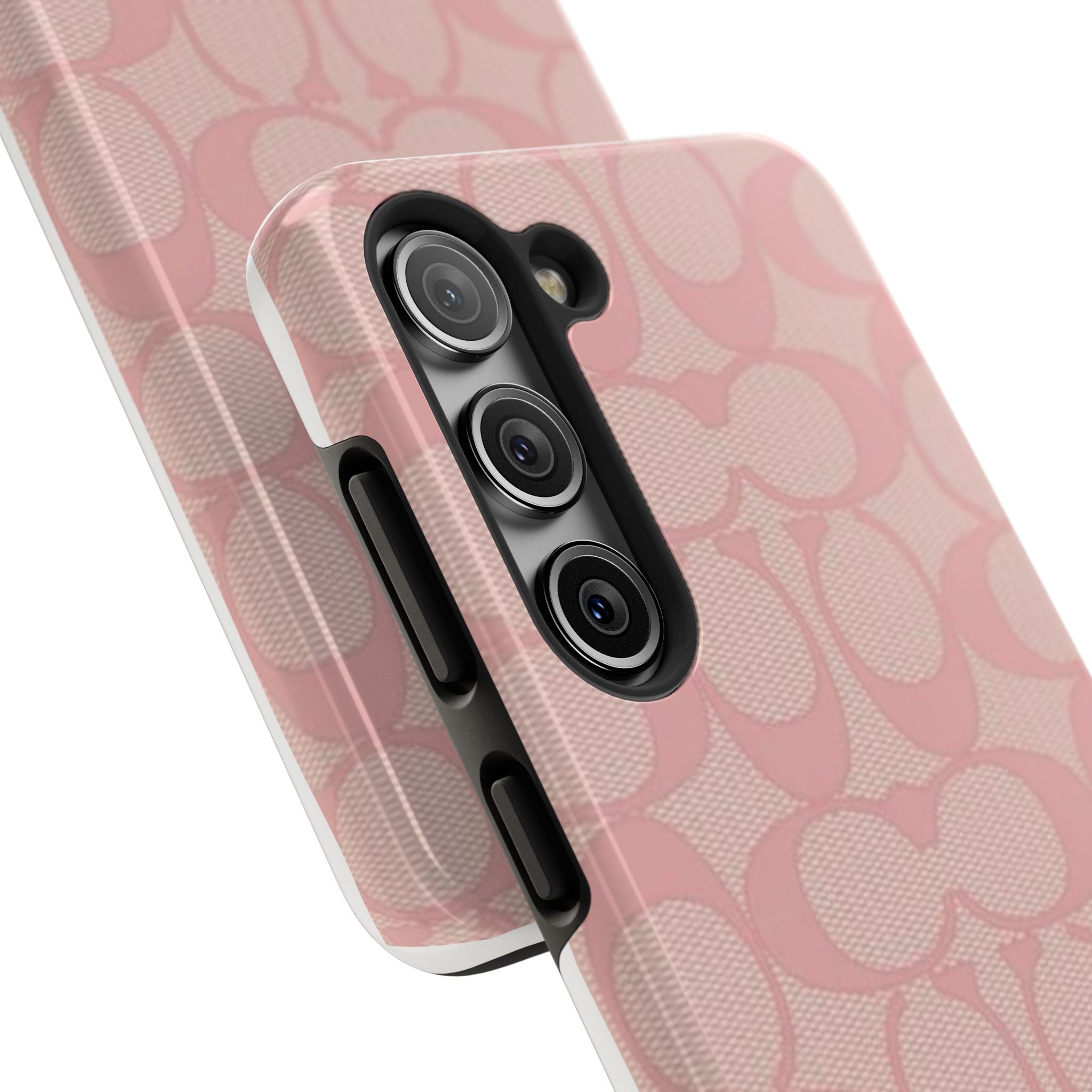 Pink Monogram Pattern Tough Phone Case — Stylish Protective iPhone Cover
