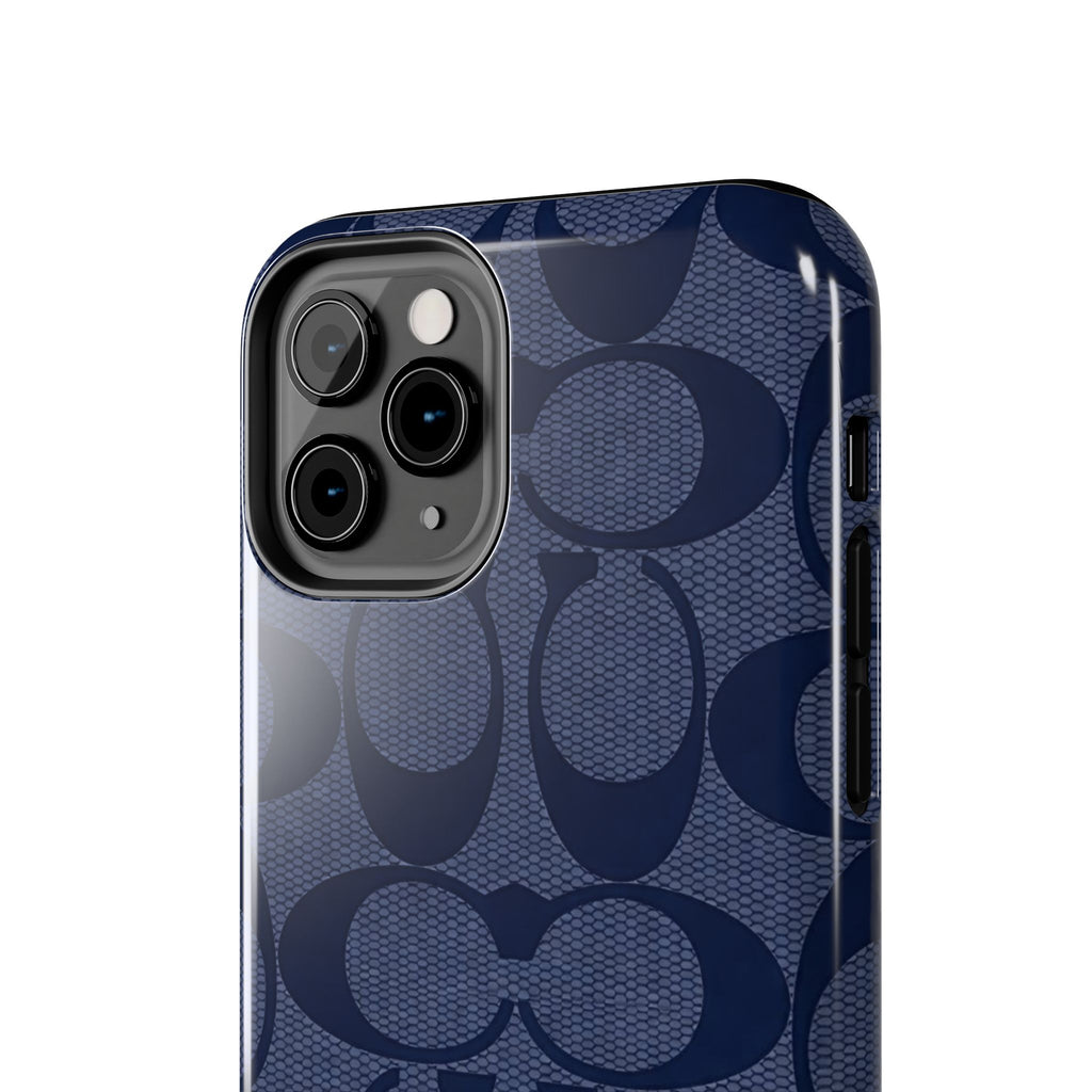 Navy Signature Pattern Tough Phone Case — Protective Designer-Inspired iPhone Case