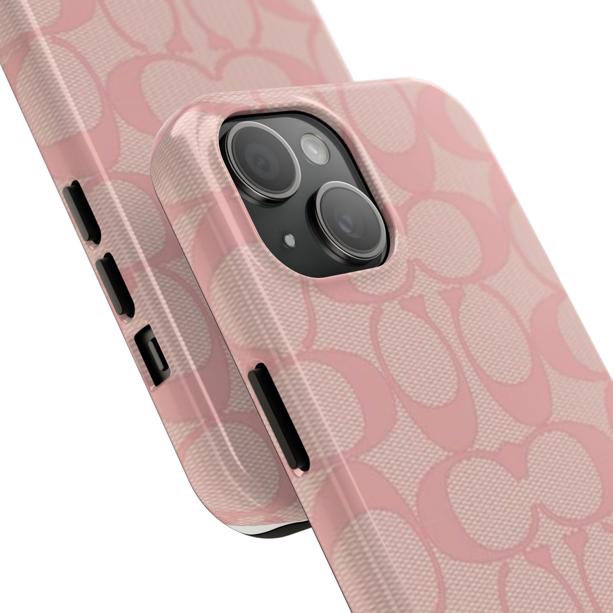 Pink Monogram Pattern Tough Phone Case — Stylish Protective iPhone Cover