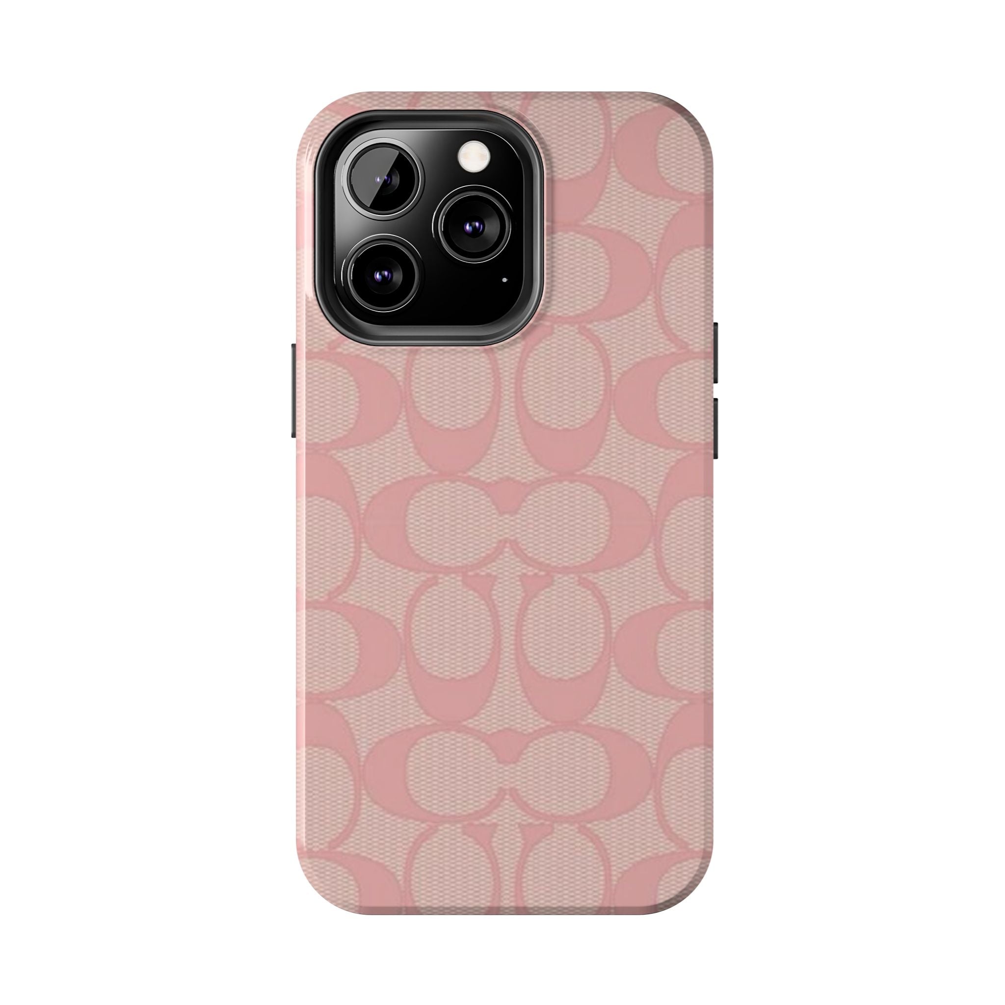 Pink Monogram Pattern Tough Phone Case — Stylish Protective iPhone Cover