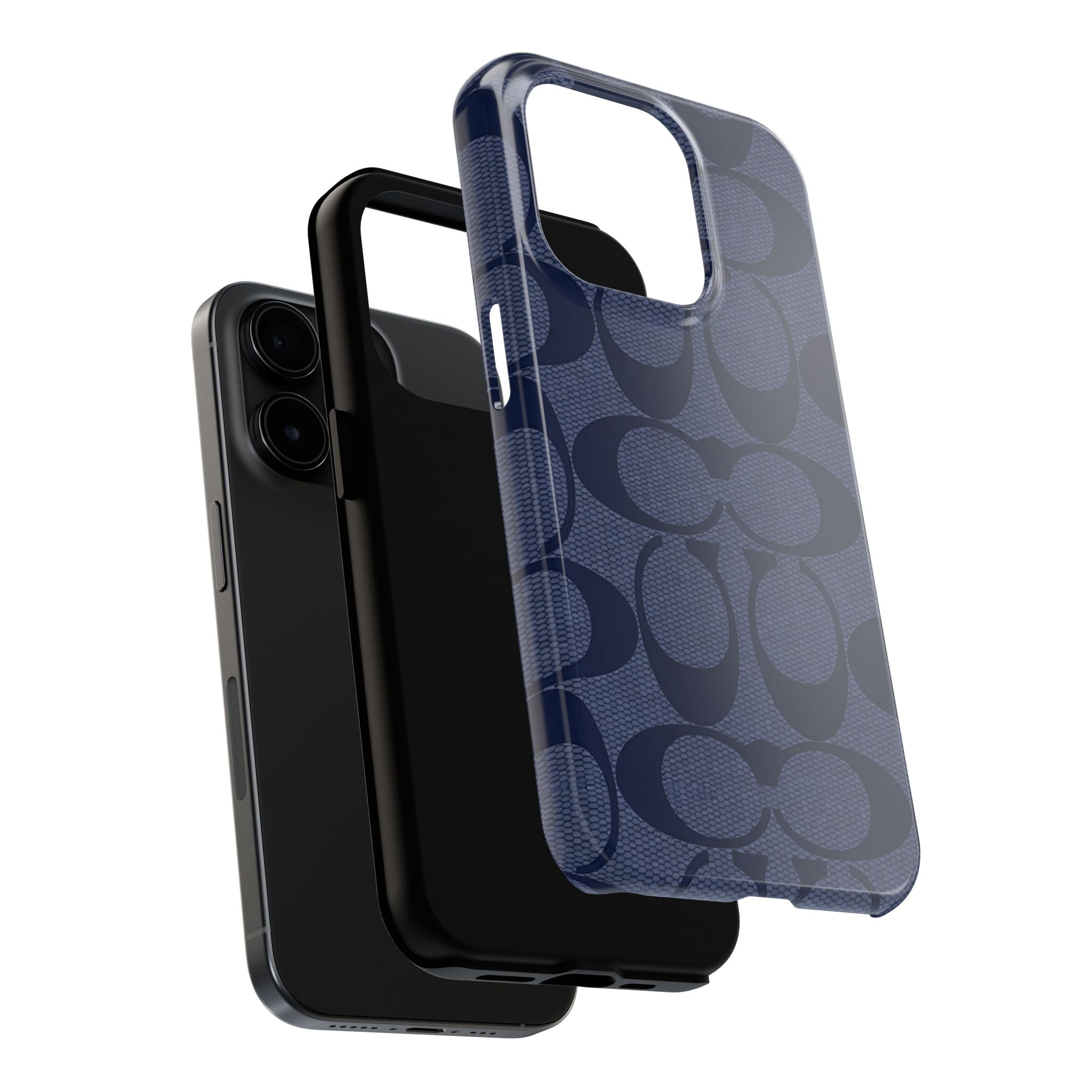 Navy Signature Pattern Tough Phone Case — Protective Designer-Inspired iPhone Case