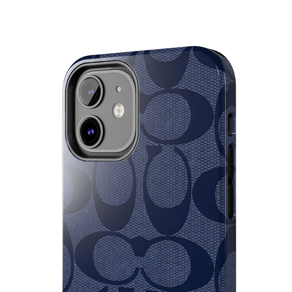 Navy Signature Pattern Tough Phone Case — Protective Designer-Inspired iPhone Case