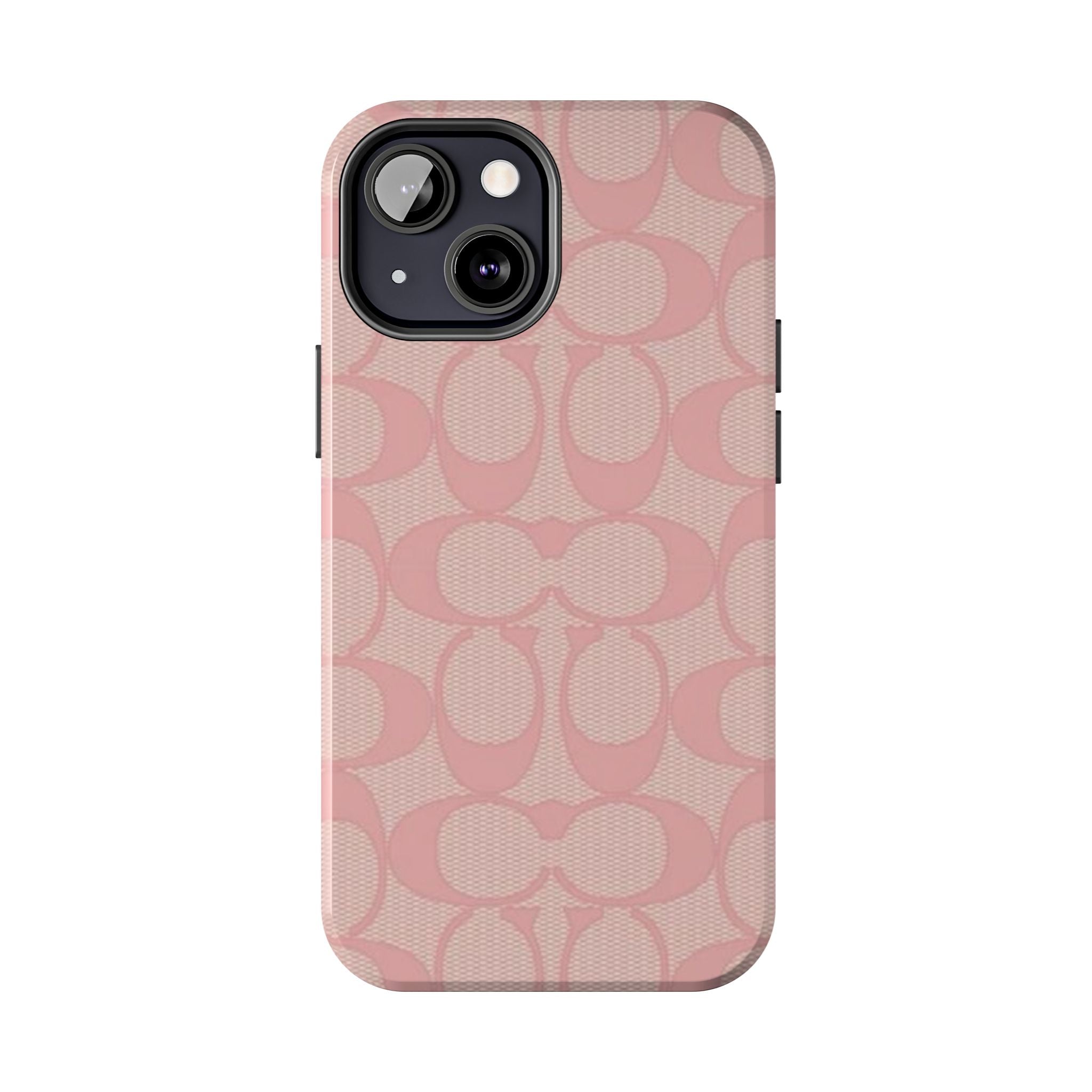 Pink Monogram Pattern Tough Phone Case — Stylish Protective iPhone Cover