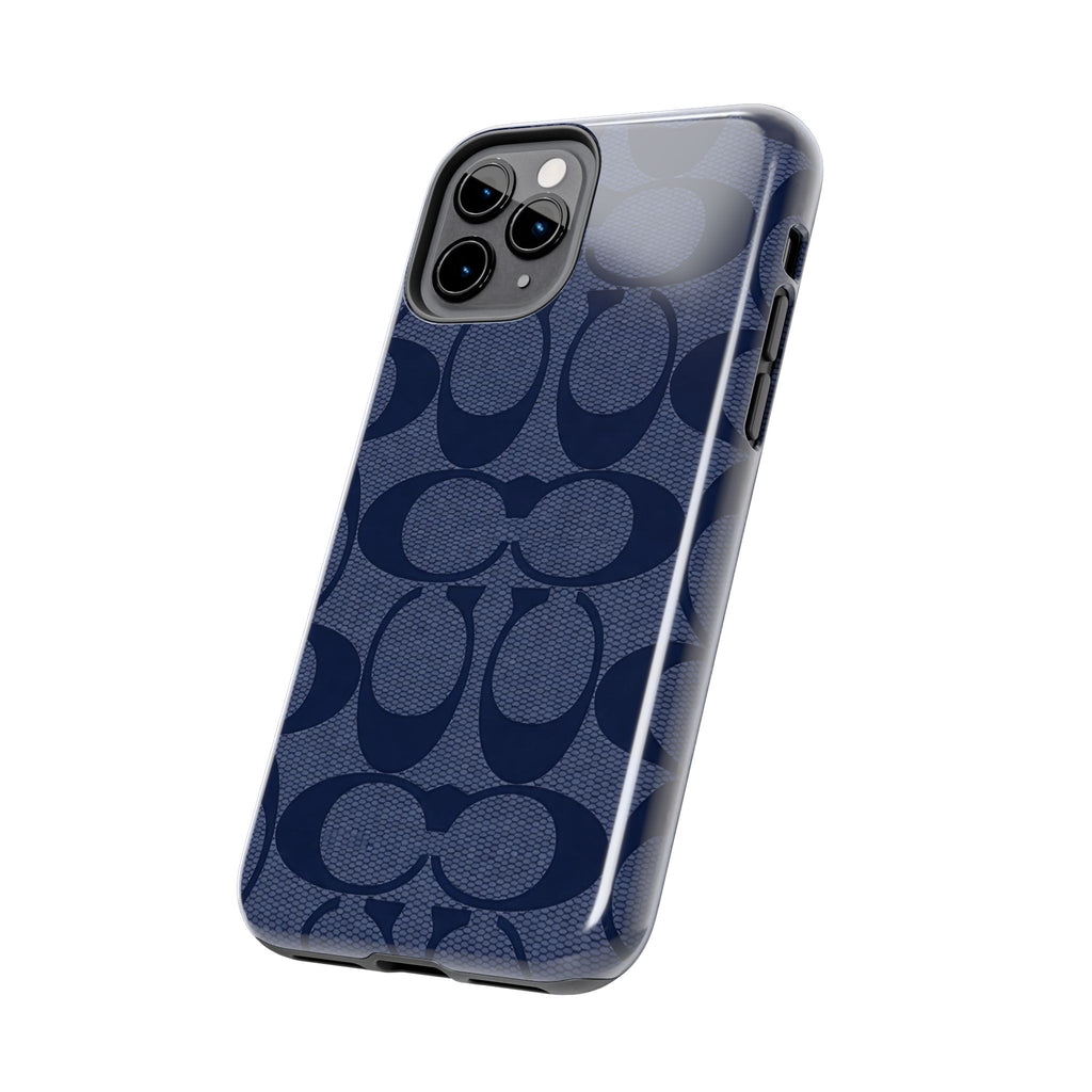 Navy Signature Pattern Tough Phone Case — Protective Designer-Inspired iPhone Case