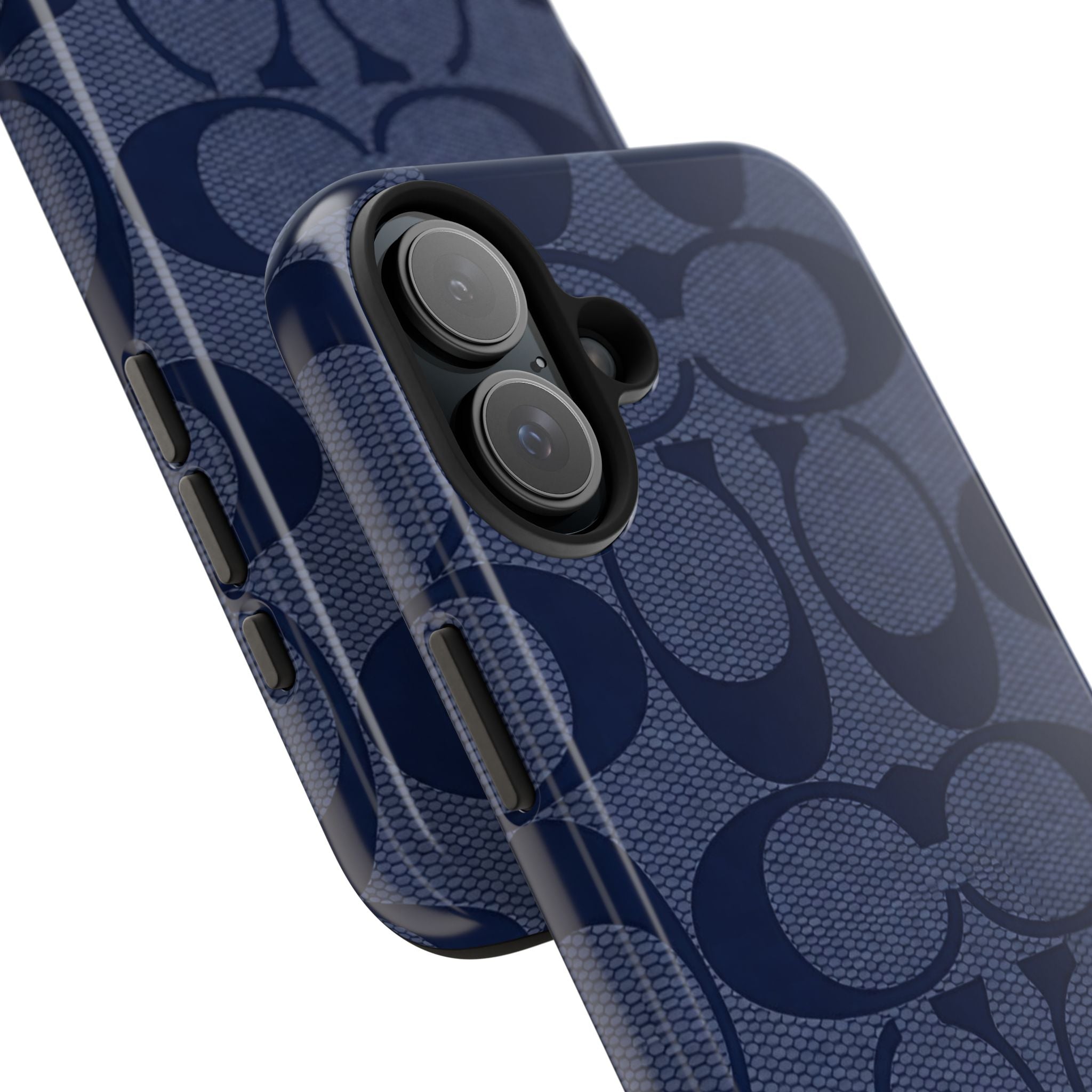 Navy Signature Pattern Tough Phone Case — Protective Designer-Inspired iPhone Case