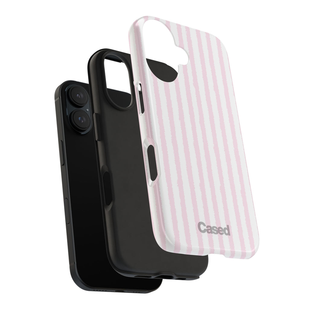 Pink Pastel Stripe Tough Phone Case — Protective iPhone Cover