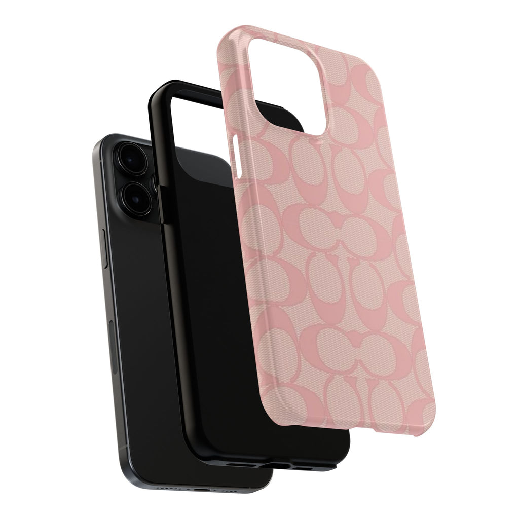 Pink Monogram Pattern Tough Phone Case — Stylish Protective iPhone Cover