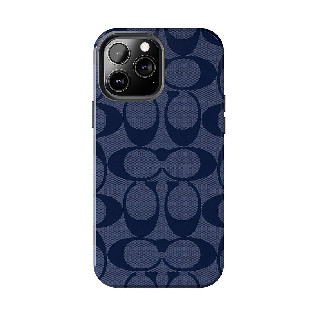 Navy Signature Pattern Tough Phone Case — Protective Designer-Inspired iPhone Case