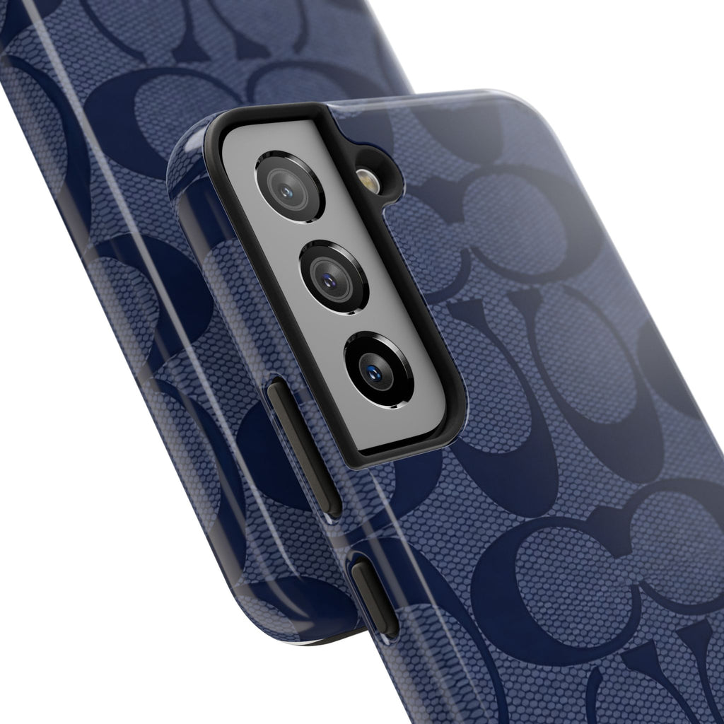 Navy Signature Pattern Tough Phone Case — Protective Designer-Inspired iPhone Case