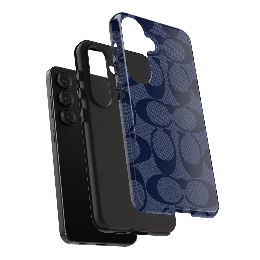 Navy Signature Pattern Tough Phone Case — Protective Designer-Inspired iPhone Case