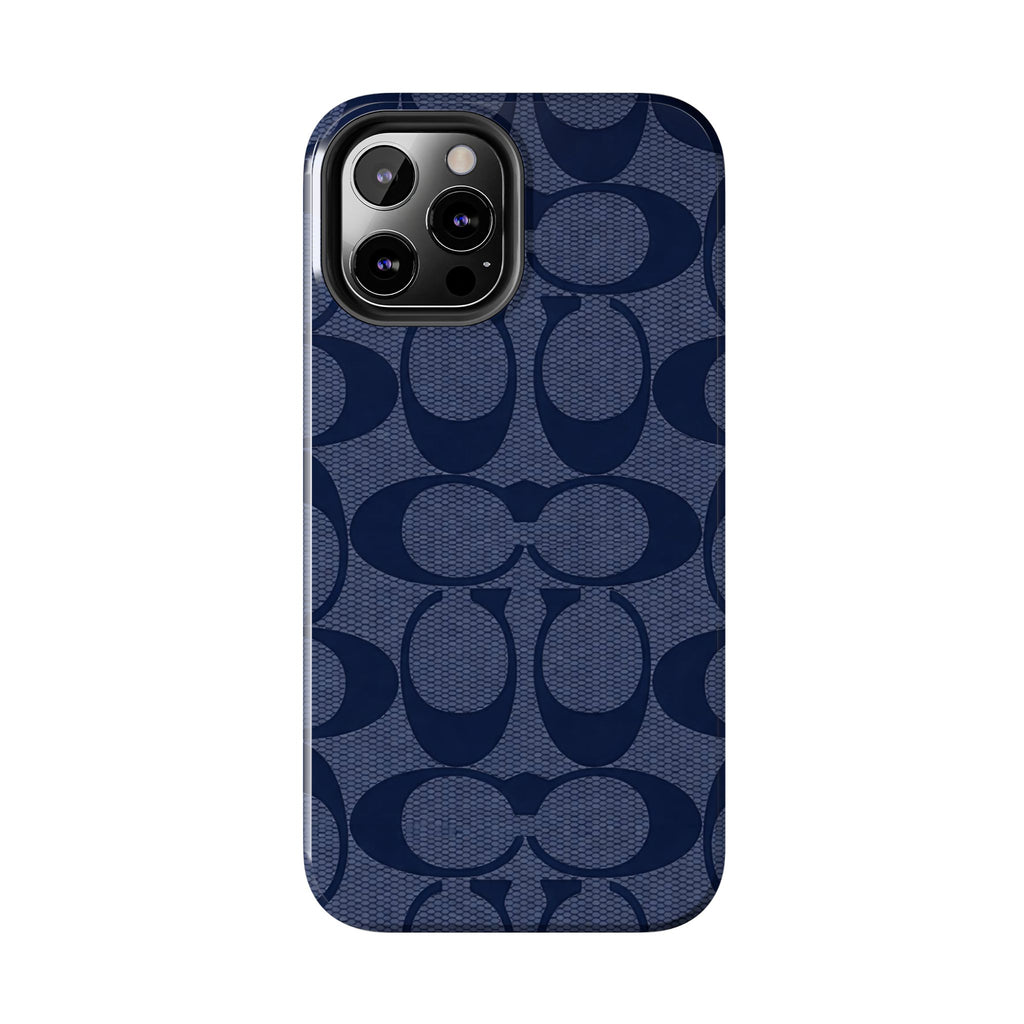 Navy Signature Pattern Tough Phone Case — Protective Designer-Inspired iPhone Case