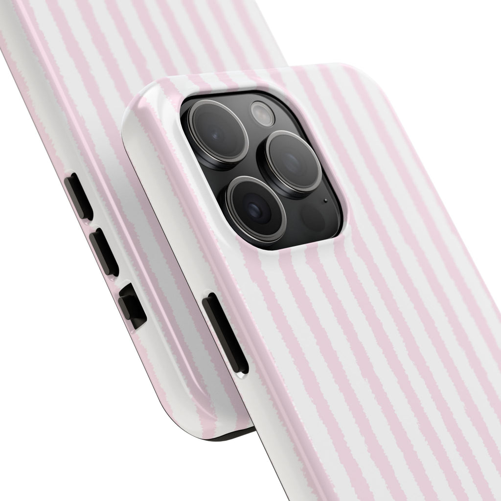 Pink Pastel Stripe Tough Phone Case — Protective iPhone Cover