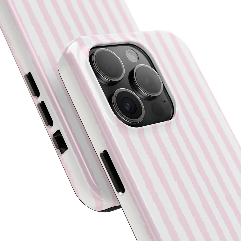 Pink Pastel Stripe Tough Phone Case — Protective iPhone Cover