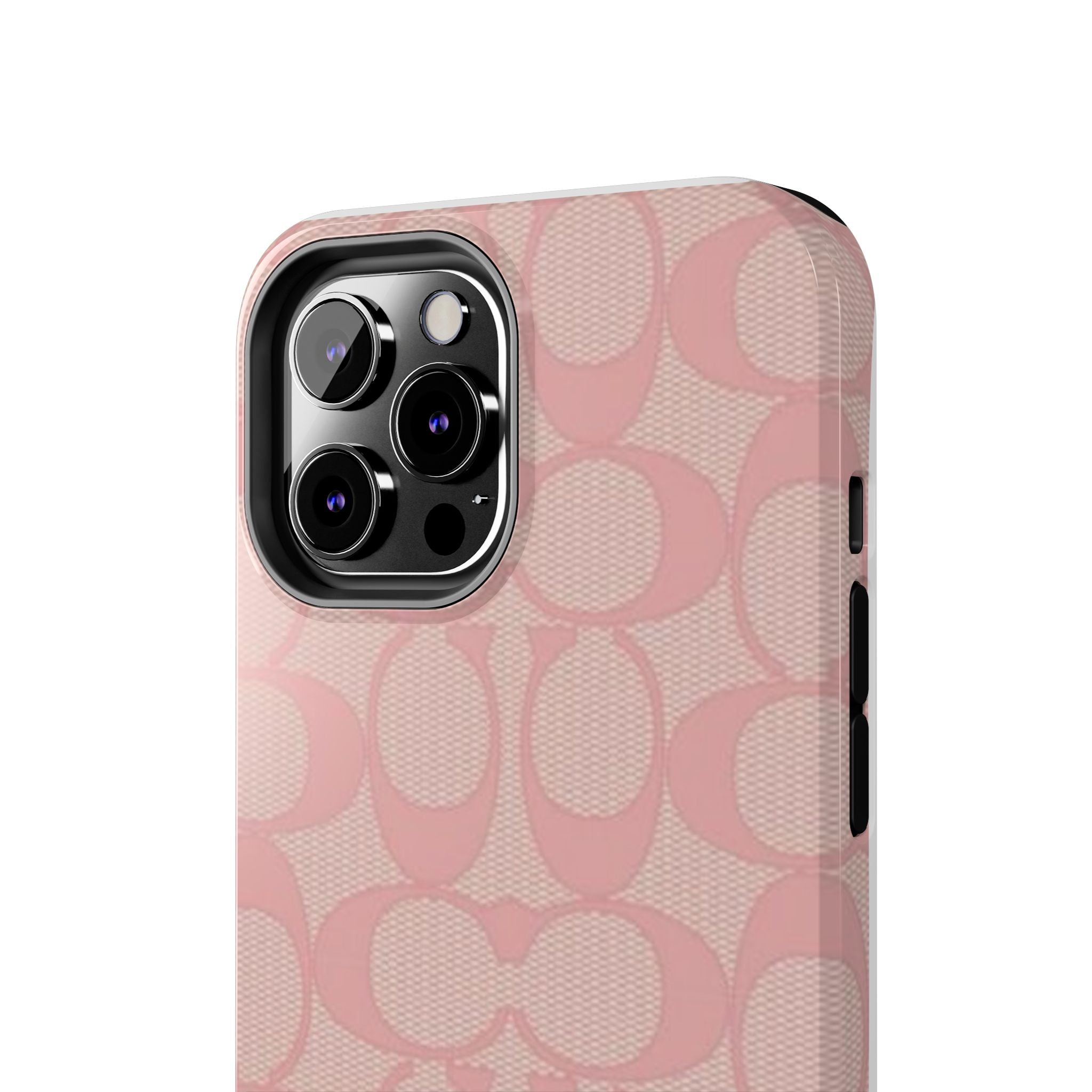 Pink Monogram Pattern Tough Phone Case — Stylish Protective iPhone Cover