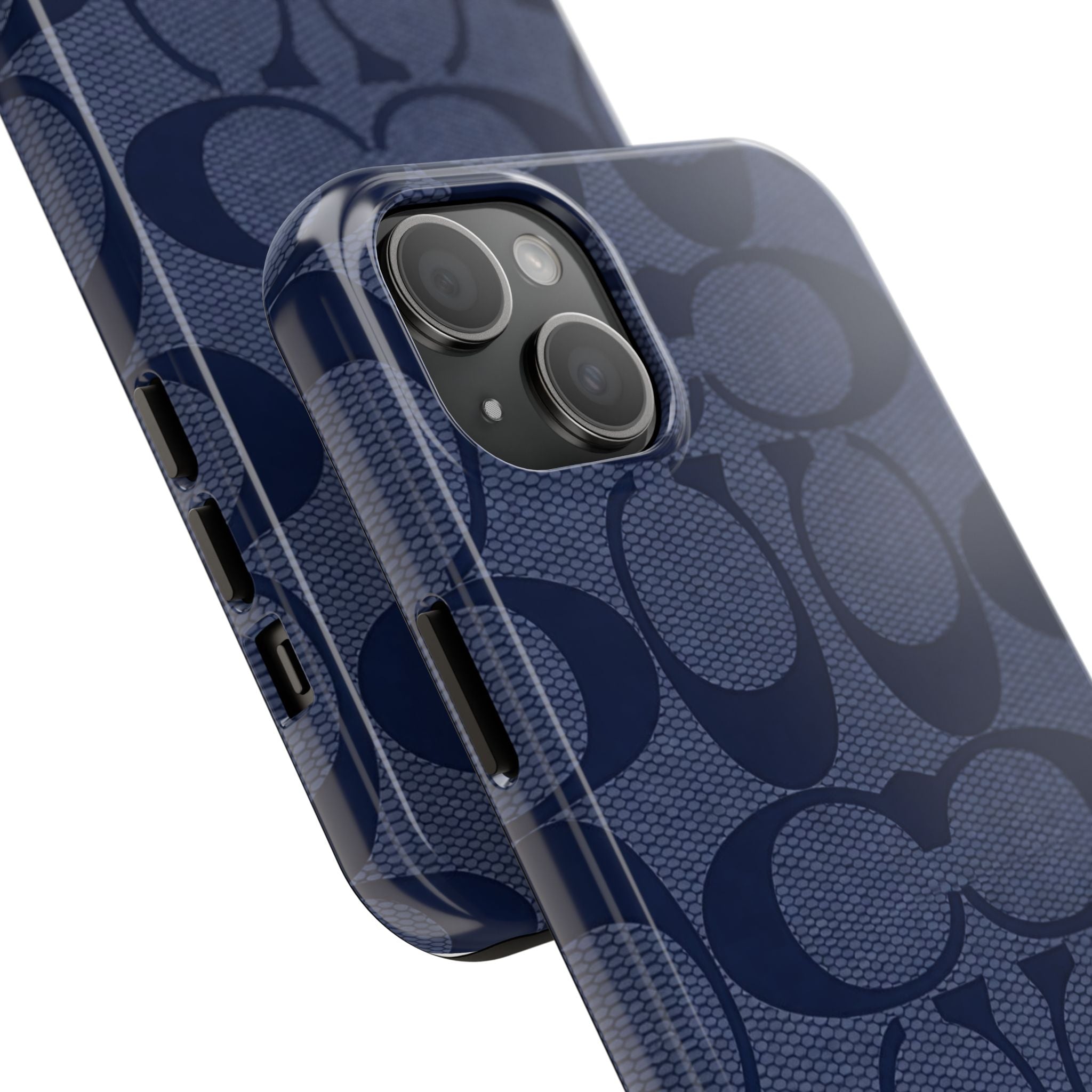 Navy Signature Pattern Tough Phone Case — Protective Designer-Inspired iPhone Case