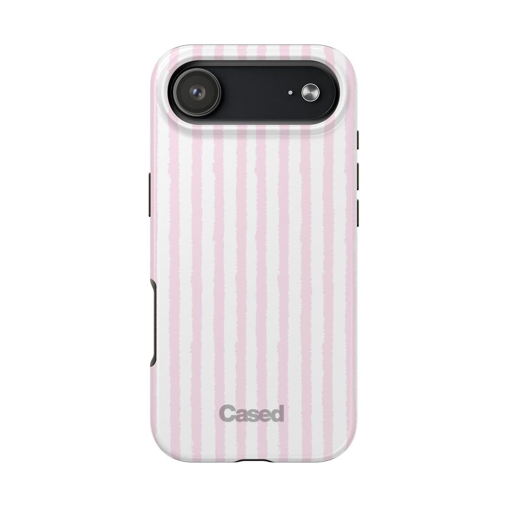 Pink Pastel Stripe Tough Phone Case — Protective iPhone Cover