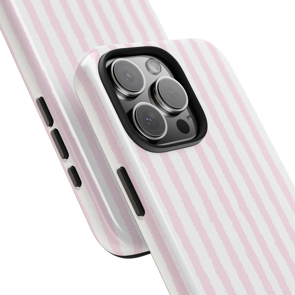 Pink Pastel Stripe Tough Phone Case — Protective iPhone Cover