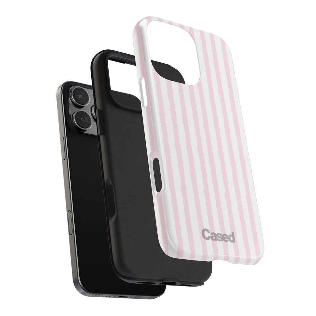 Pink Pastel Stripe Tough Phone Case — Protective iPhone Cover
