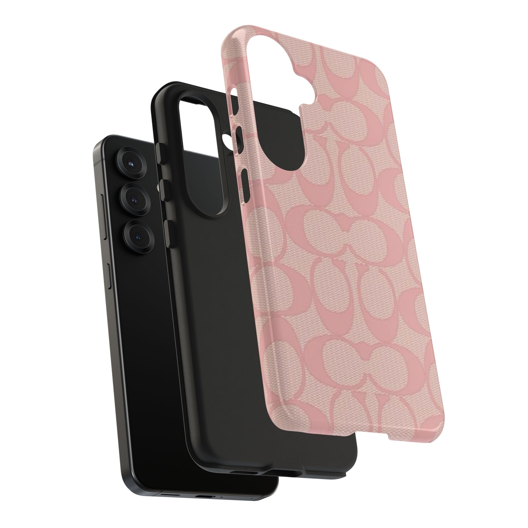 Pink Monogram Pattern Tough Phone Case — Stylish Protective iPhone Cover