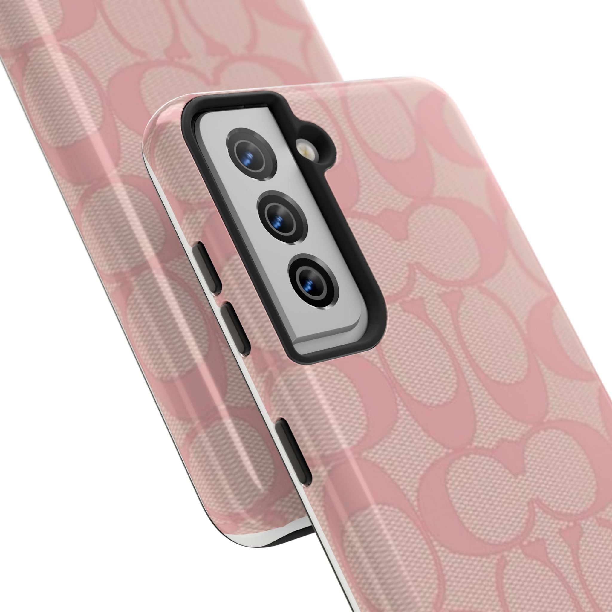 Pink Monogram Pattern Tough Phone Case — Stylish Protective iPhone Cover