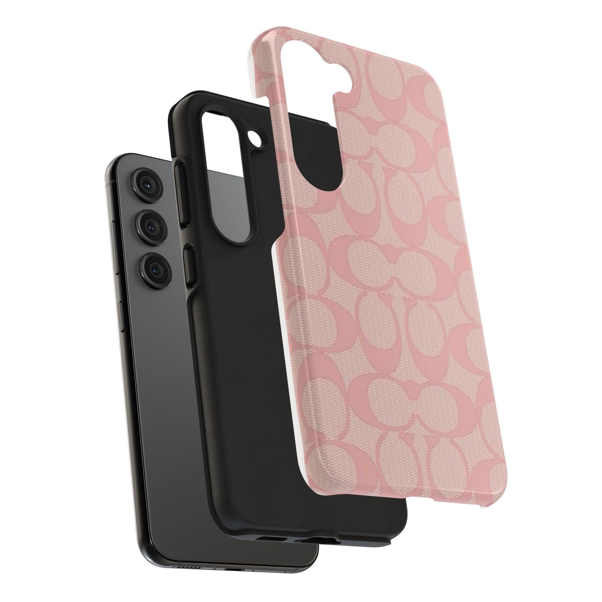 Pink Monogram Pattern Tough Phone Case — Stylish Protective iPhone Cover