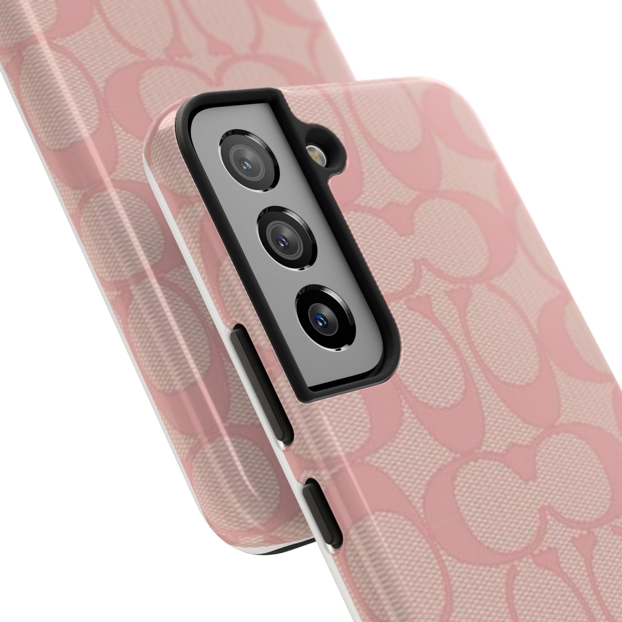 Pink Monogram Pattern Tough Phone Case — Stylish Protective iPhone Cover