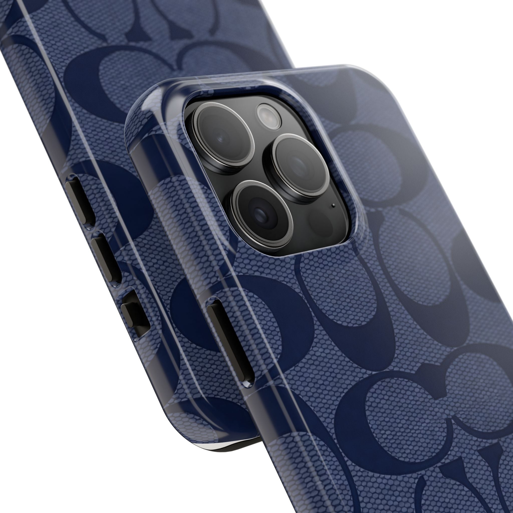 Navy Signature Pattern Tough Phone Case — Protective Designer-Inspired iPhone Case