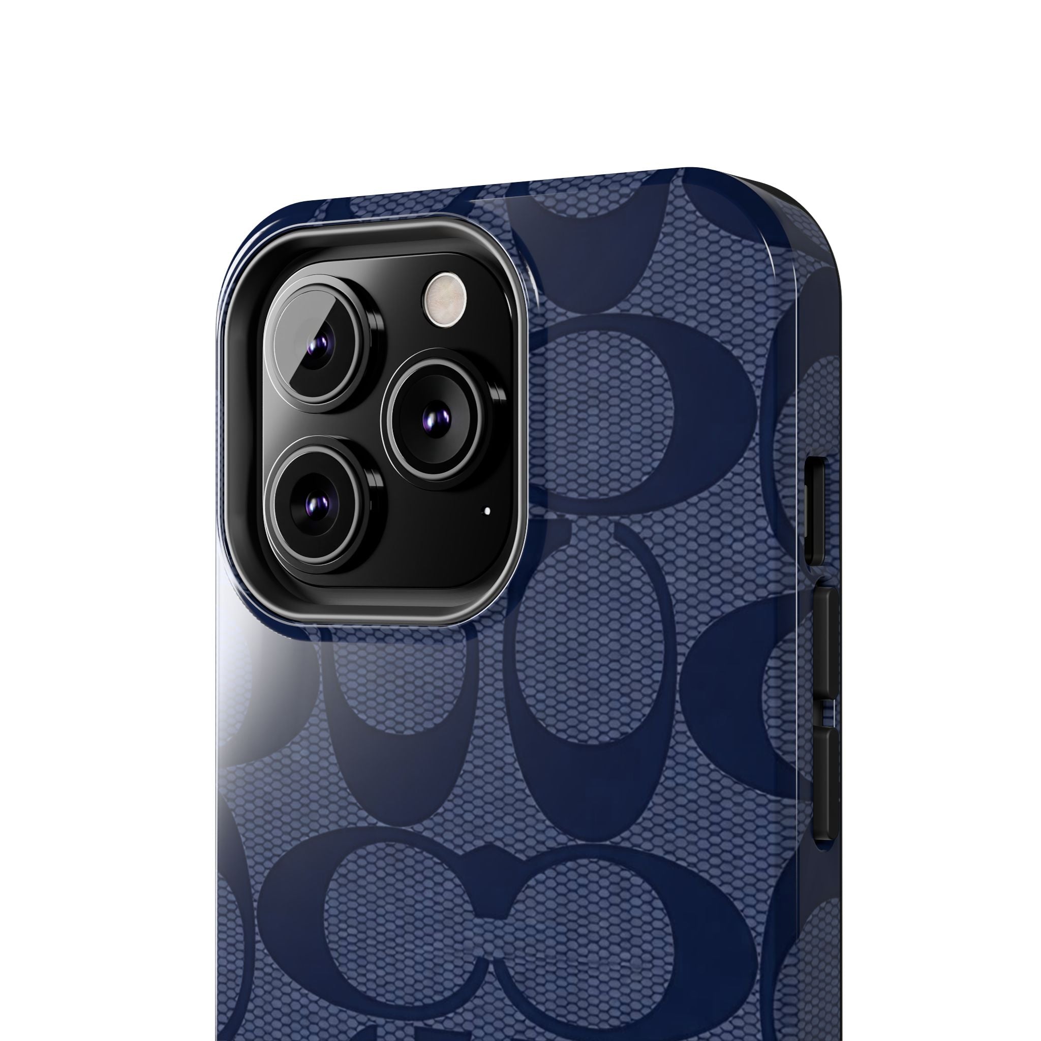 Navy Signature Pattern Tough Phone Case — Protective Designer-Inspired iPhone Case