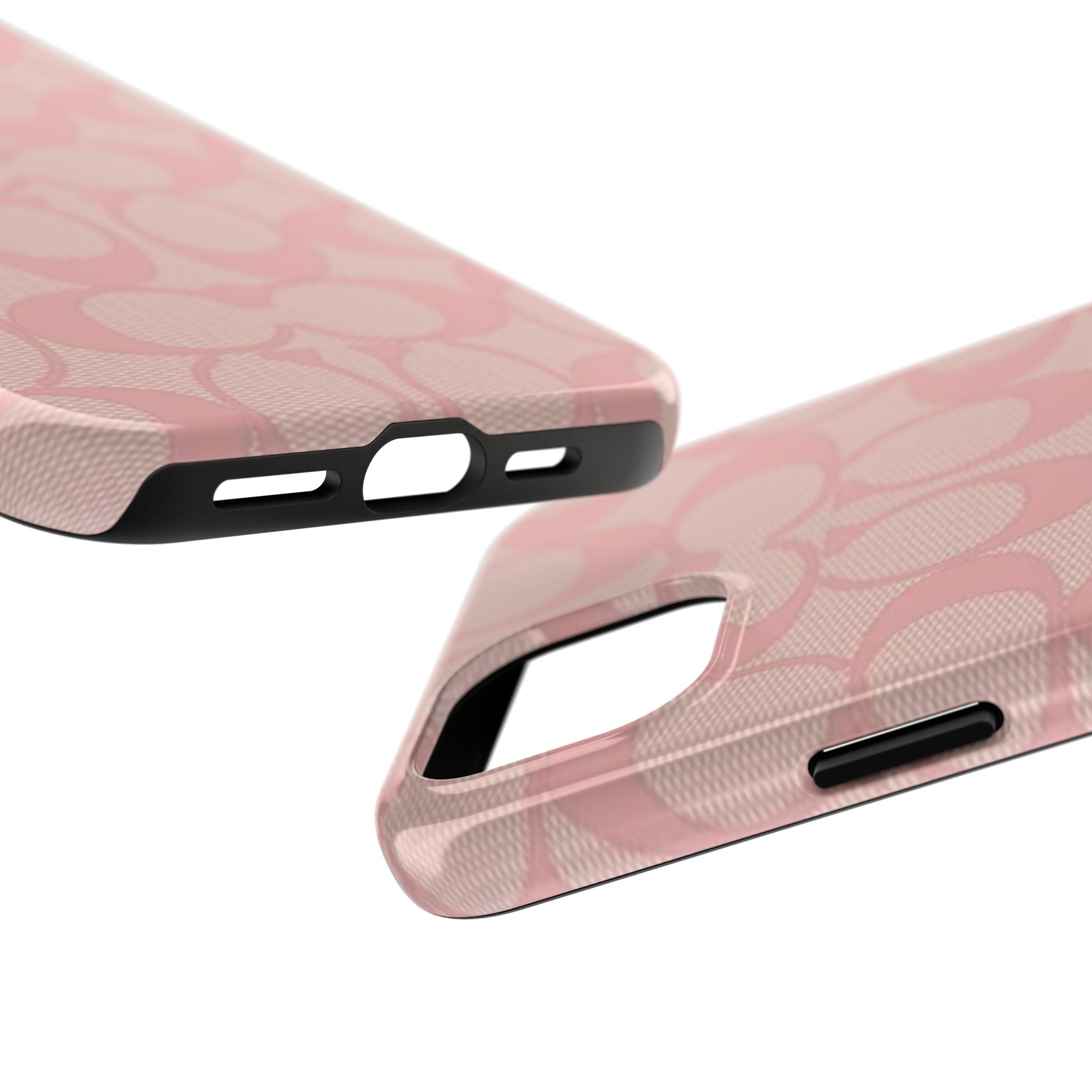 Pink Monogram Pattern Tough Phone Case — Stylish Protective iPhone Cover