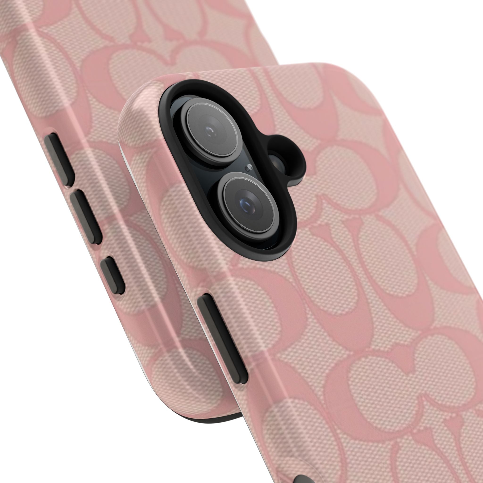 Pink Monogram Pattern Tough Phone Case — Stylish Protective iPhone Cover