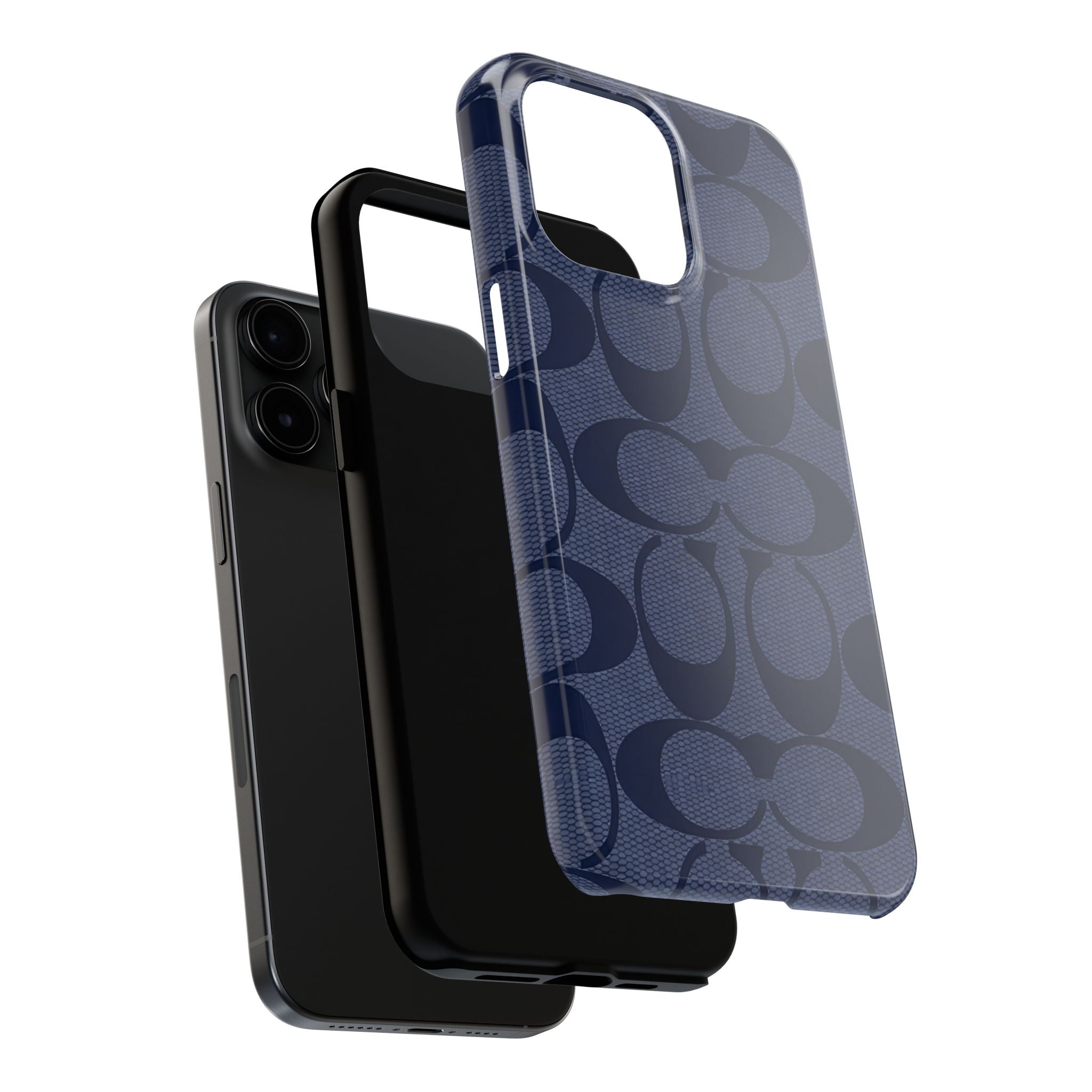 Navy Signature Pattern Tough Phone Case — Protective Designer-Inspired iPhone Case