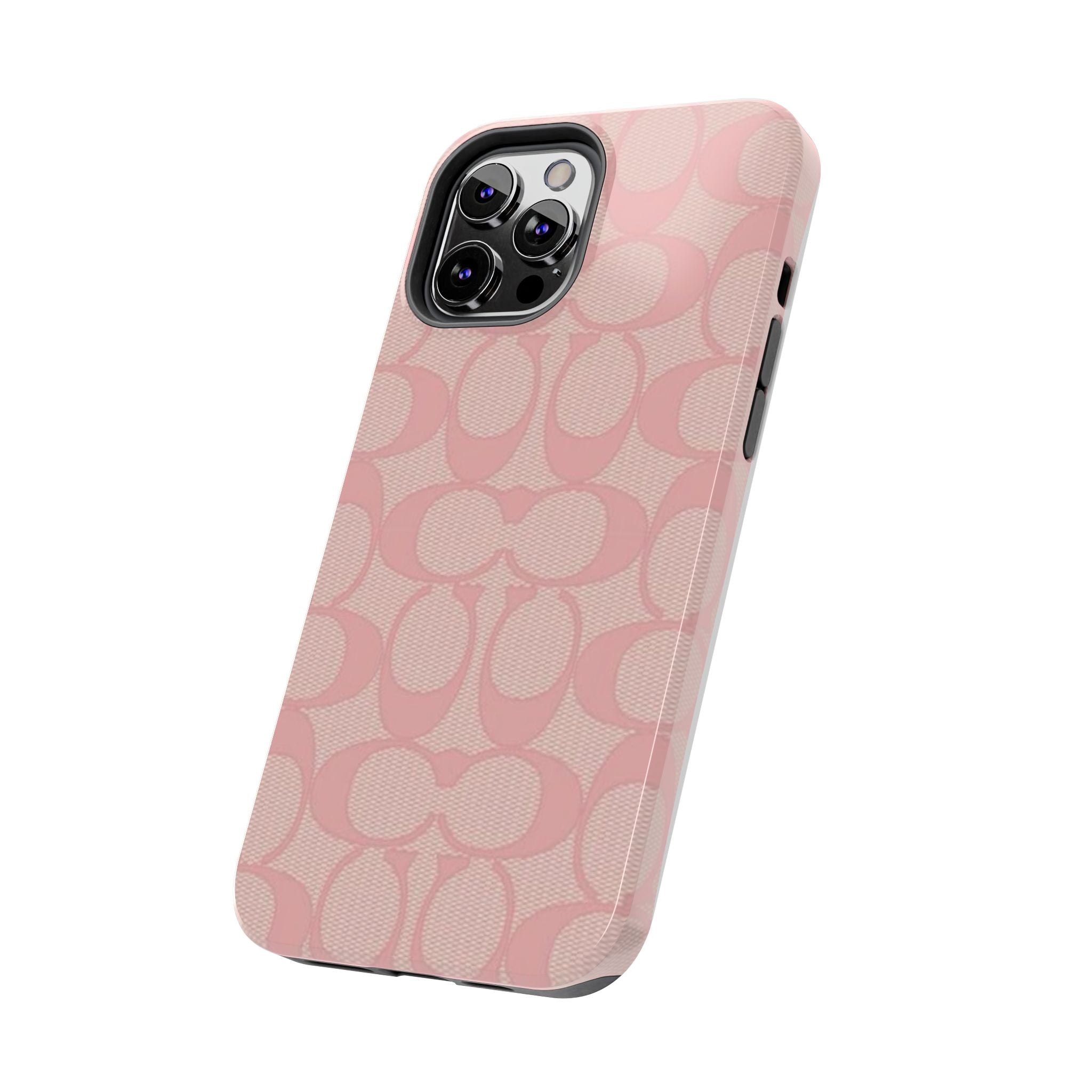 Pink Monogram Pattern Tough Phone Case — Stylish Protective iPhone Cover