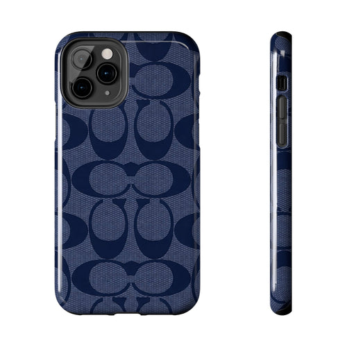 Navy Signature Pattern Tough Phone Case — Protective Designer-Inspired iPhone Case
