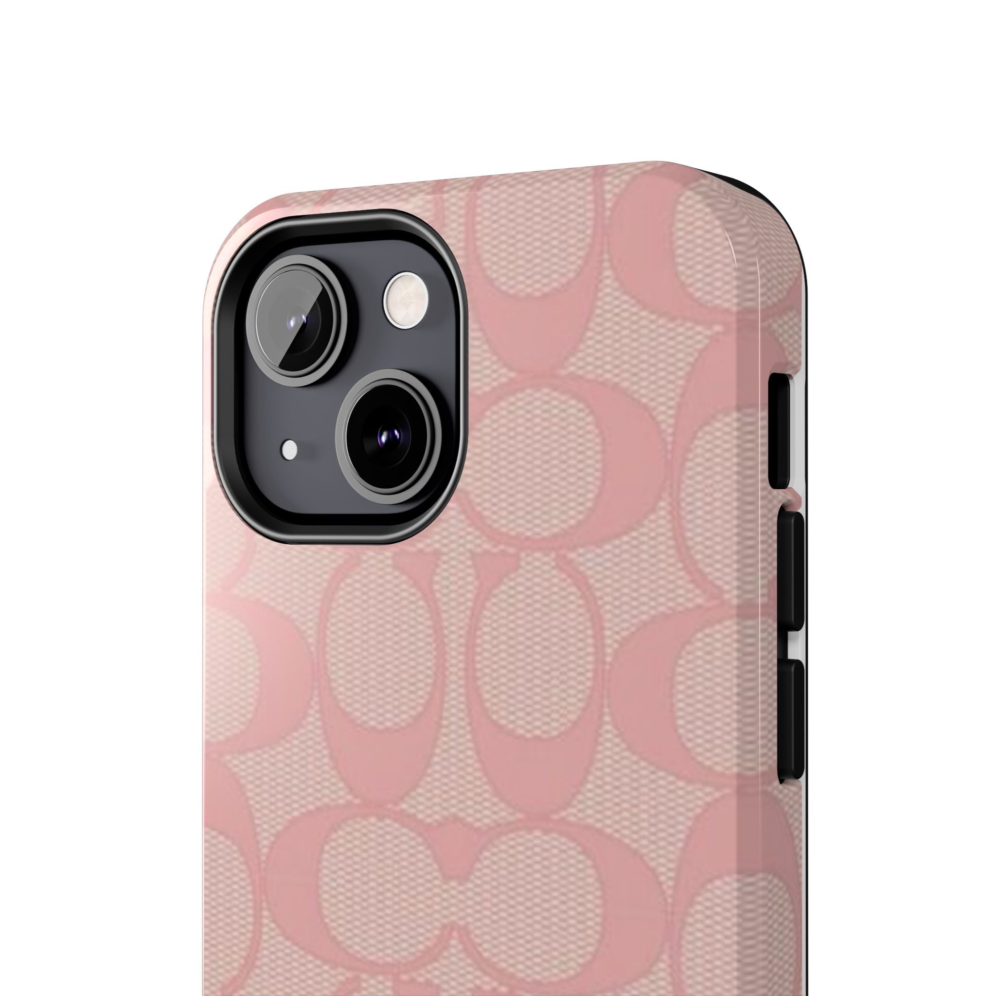 Pink Monogram Pattern Tough Phone Case — Stylish Protective iPhone Cover