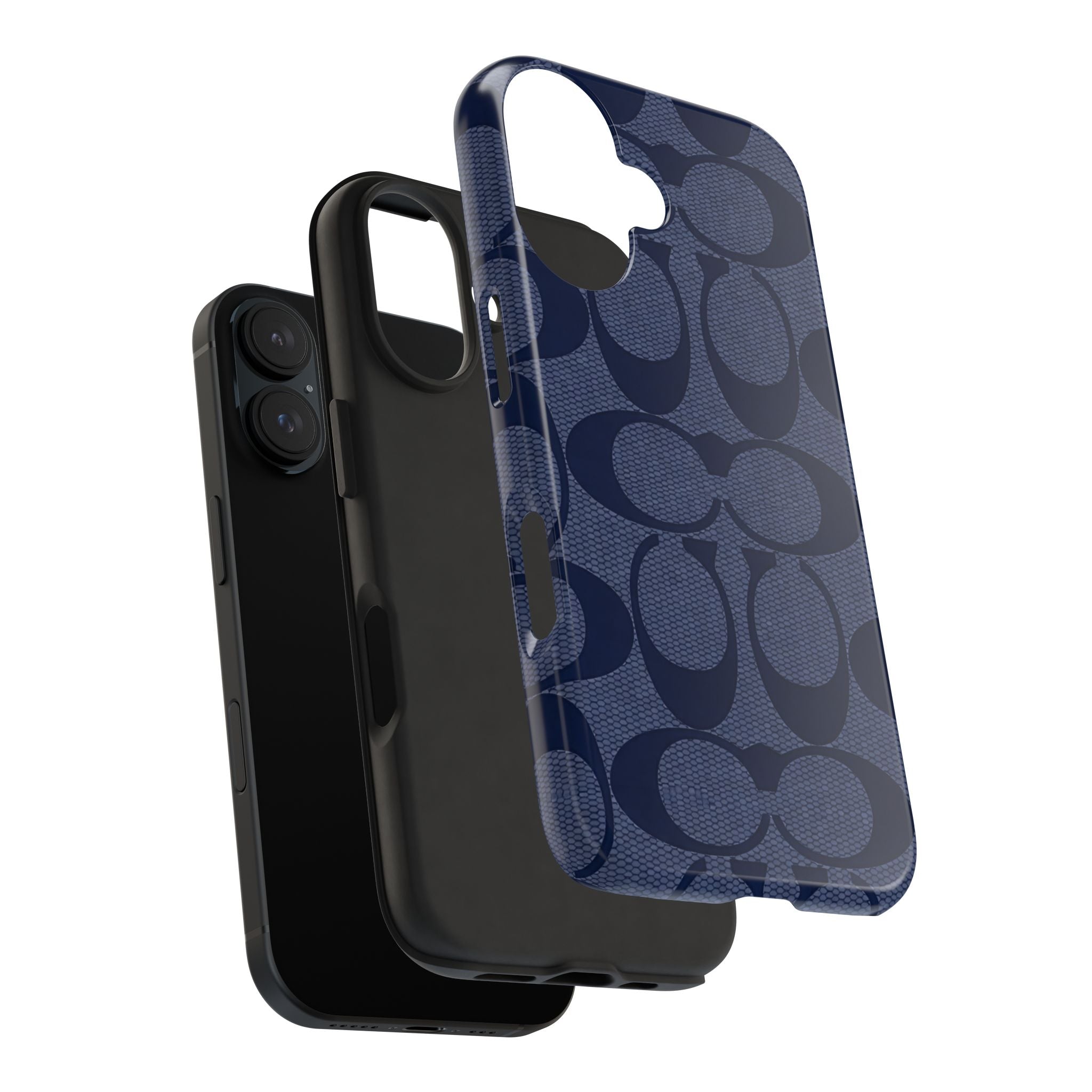 Navy Signature Pattern Tough Phone Case — Protective Designer-Inspired iPhone Case