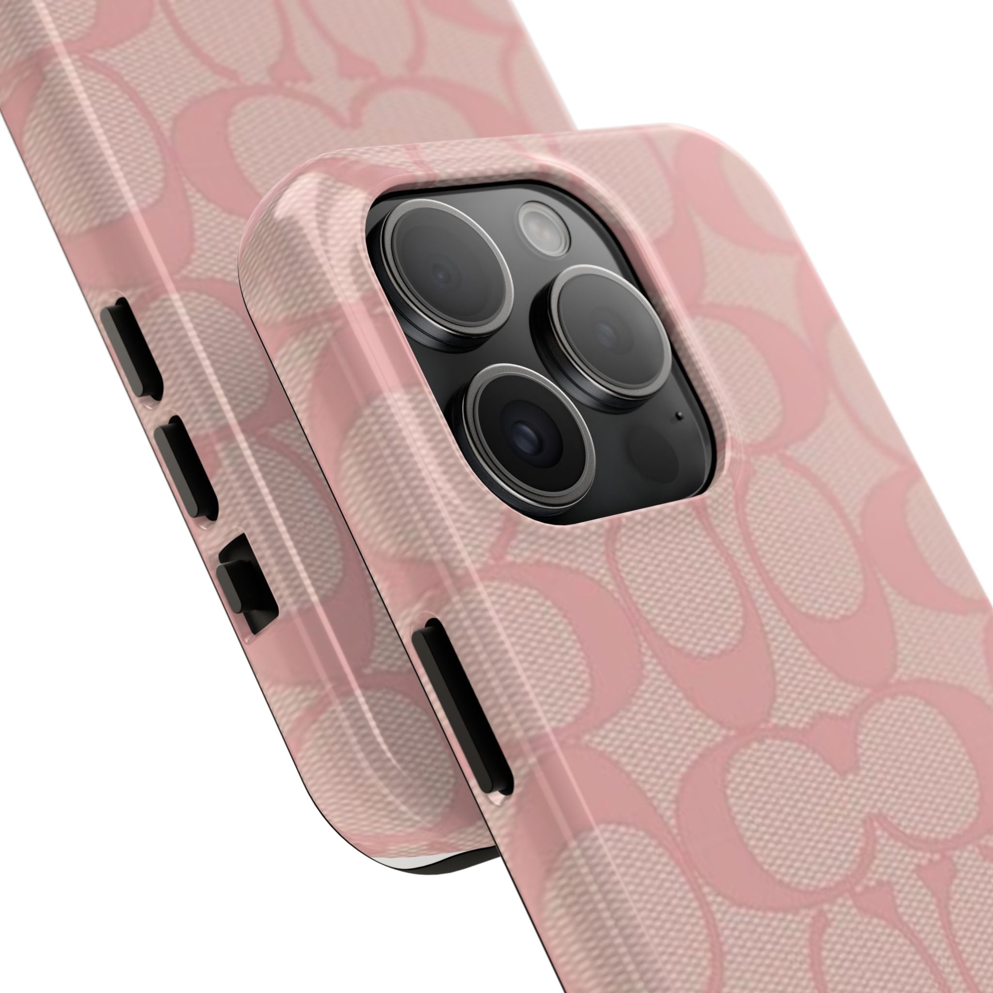 Pink Monogram Pattern Tough Phone Case — Stylish Protective iPhone Cover