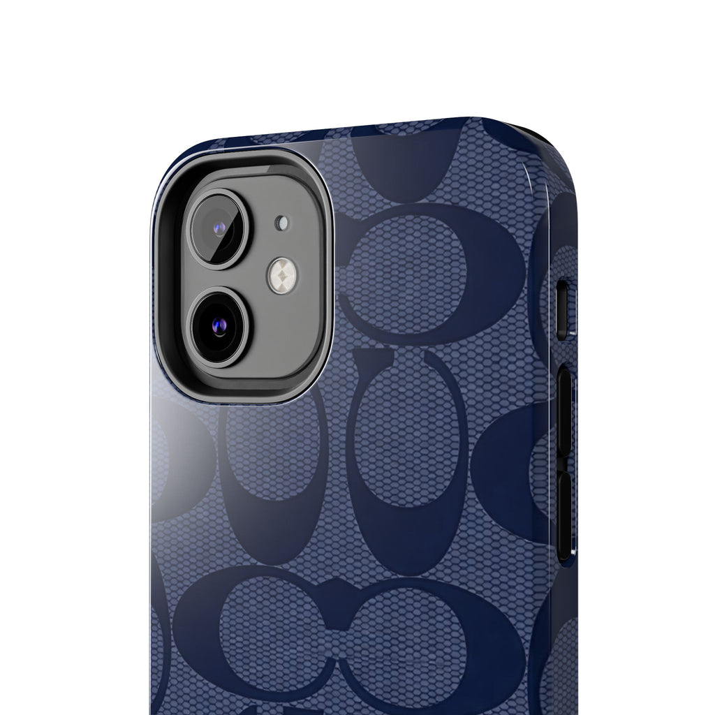 Navy Signature Pattern Tough Phone Case — Protective Designer-Inspired iPhone Case