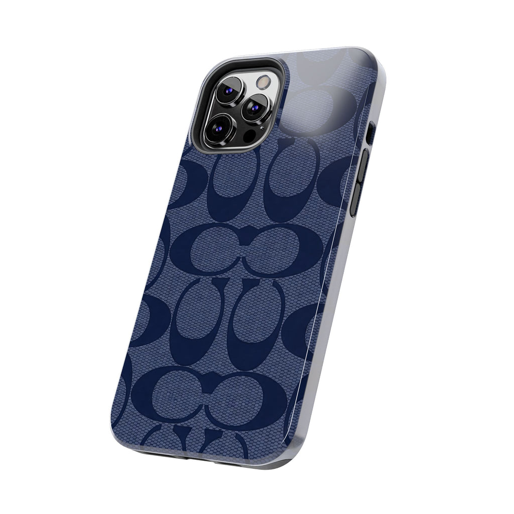 Navy Signature Pattern Tough Phone Case — Protective Designer-Inspired iPhone Case