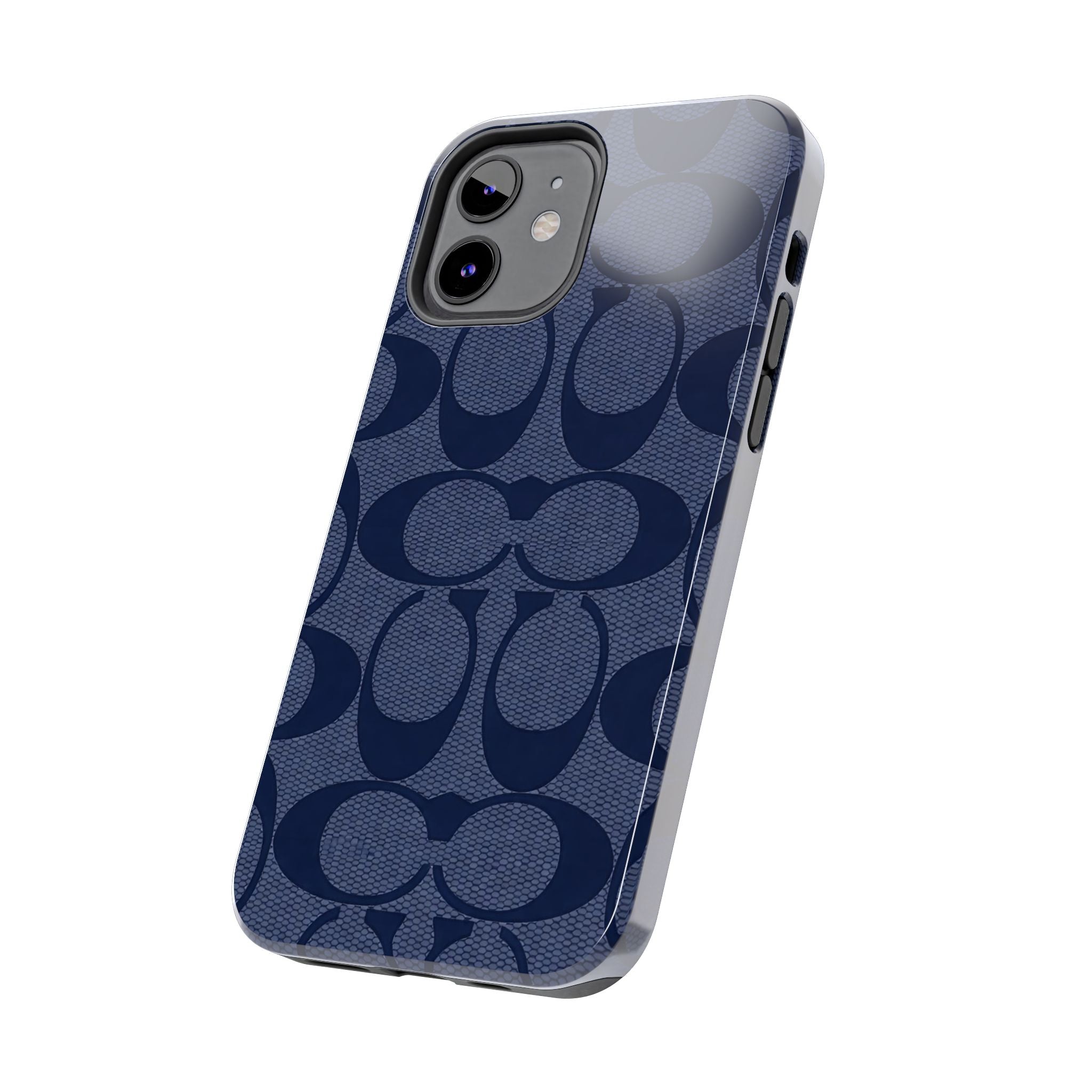 Navy Signature Pattern Tough Phone Case — Protective Designer-Inspired iPhone Case