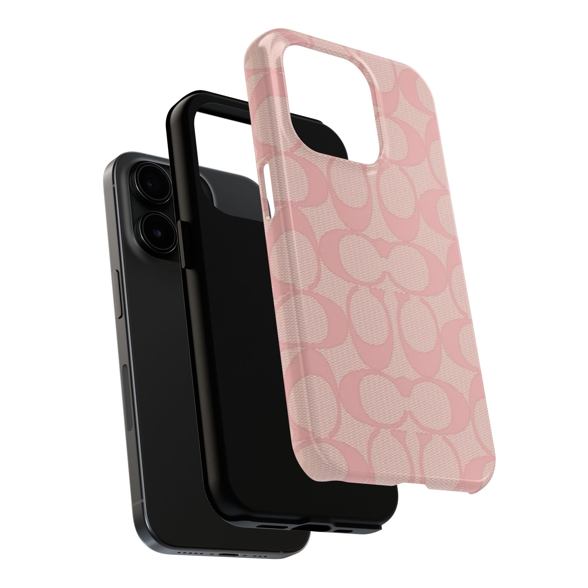 Pink Monogram Pattern Tough Phone Case — Stylish Protective iPhone Cover