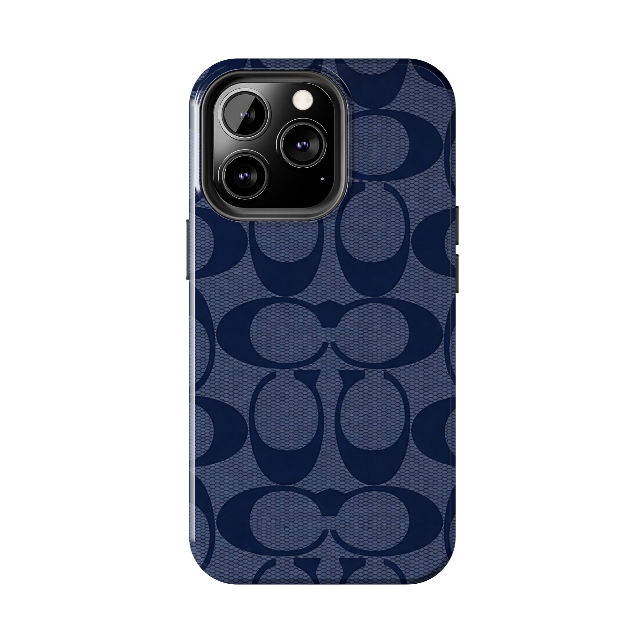 Navy Signature Pattern Tough Phone Case — Protective Designer-Inspired iPhone Case