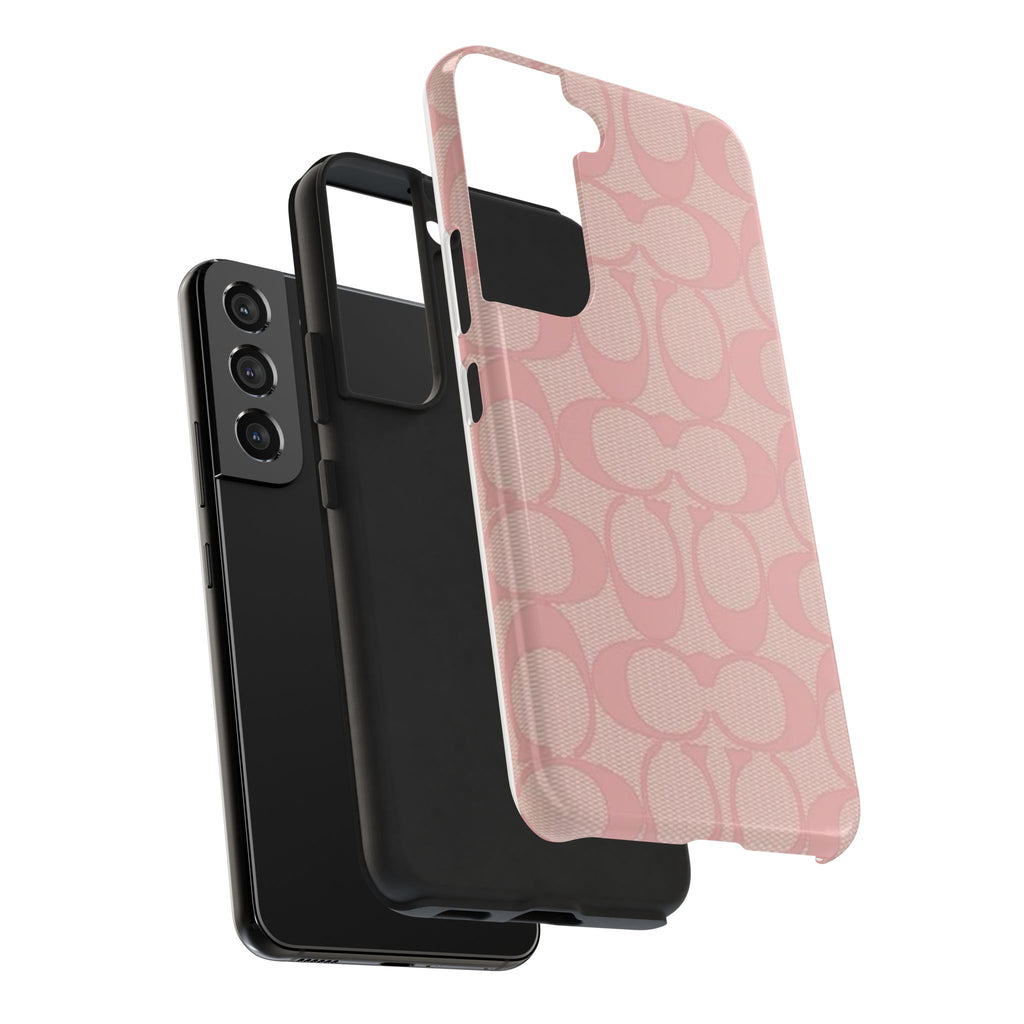Pink Monogram Pattern Tough Phone Case — Stylish Protective iPhone Cover