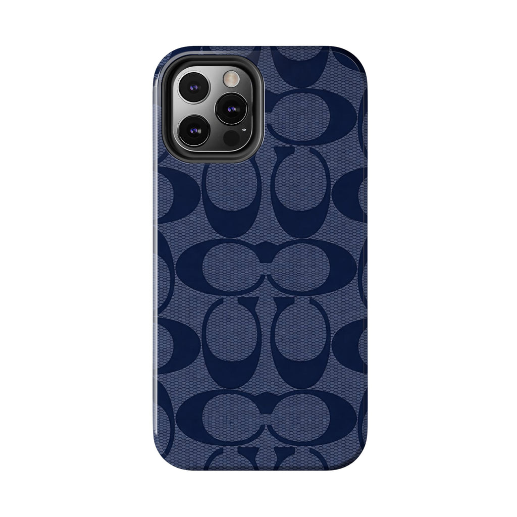 Navy Signature Pattern Tough Phone Case — Protective Designer-Inspired iPhone Case