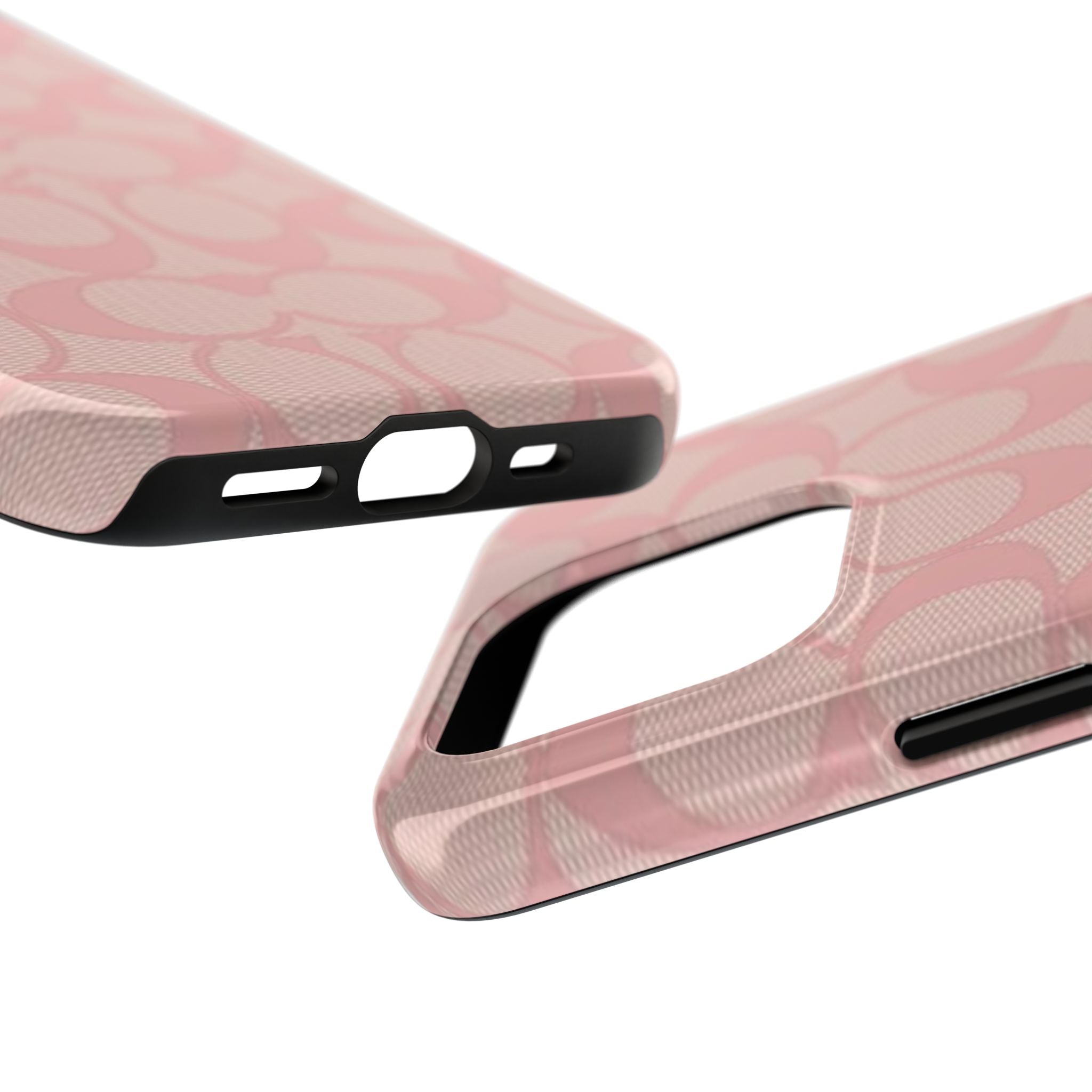 Pink Monogram Pattern Tough Phone Case — Stylish Protective iPhone Cover