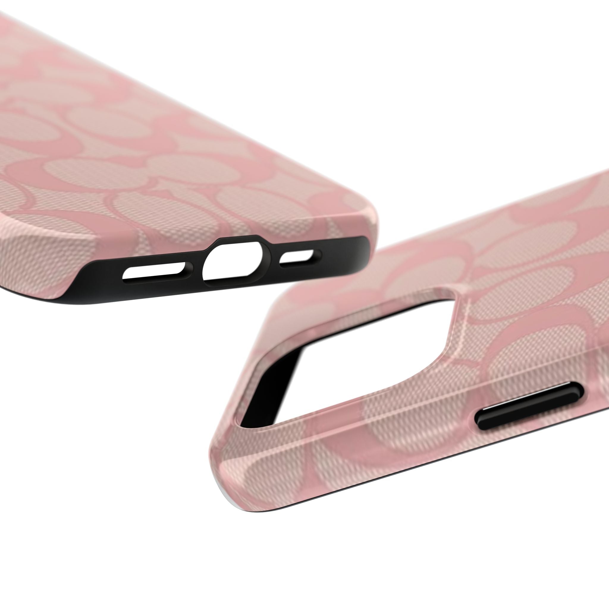 Pink Monogram Pattern Tough Phone Case — Stylish Protective iPhone Cover