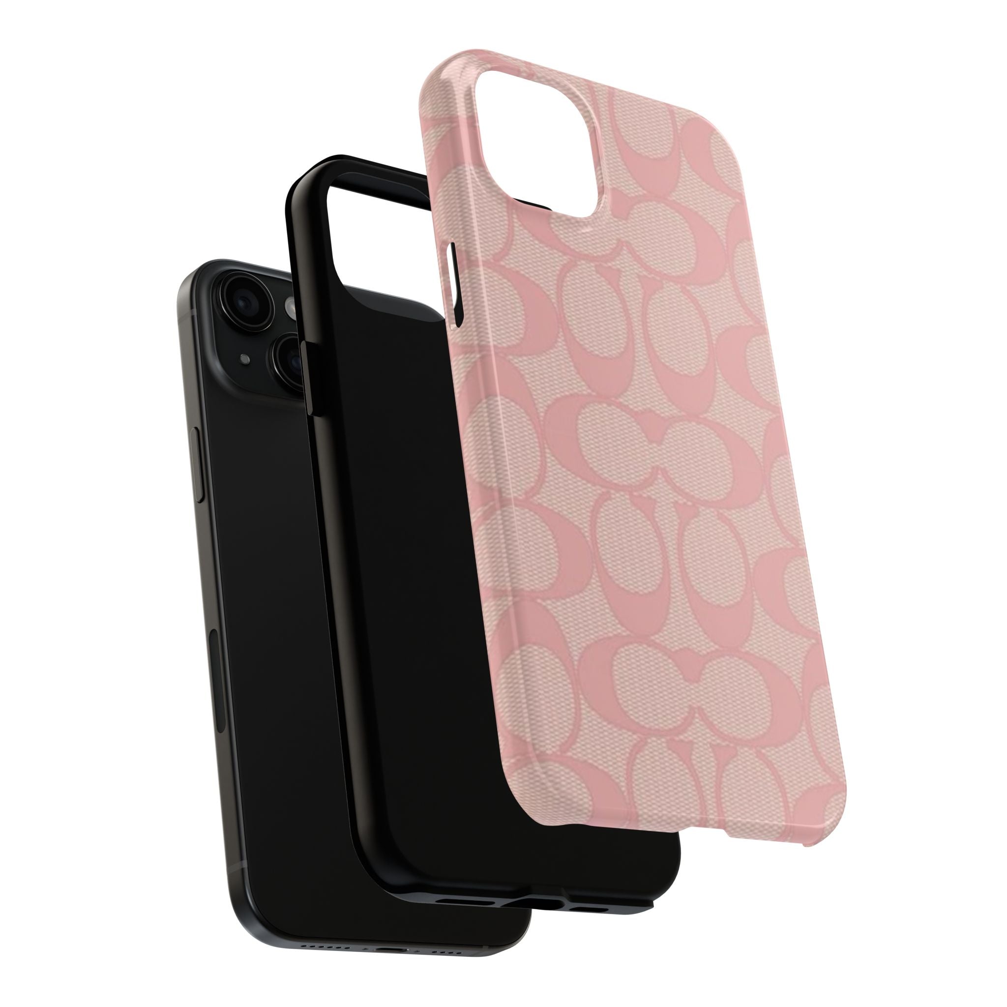 Pink Monogram Pattern Tough Phone Case — Stylish Protective iPhone Cover