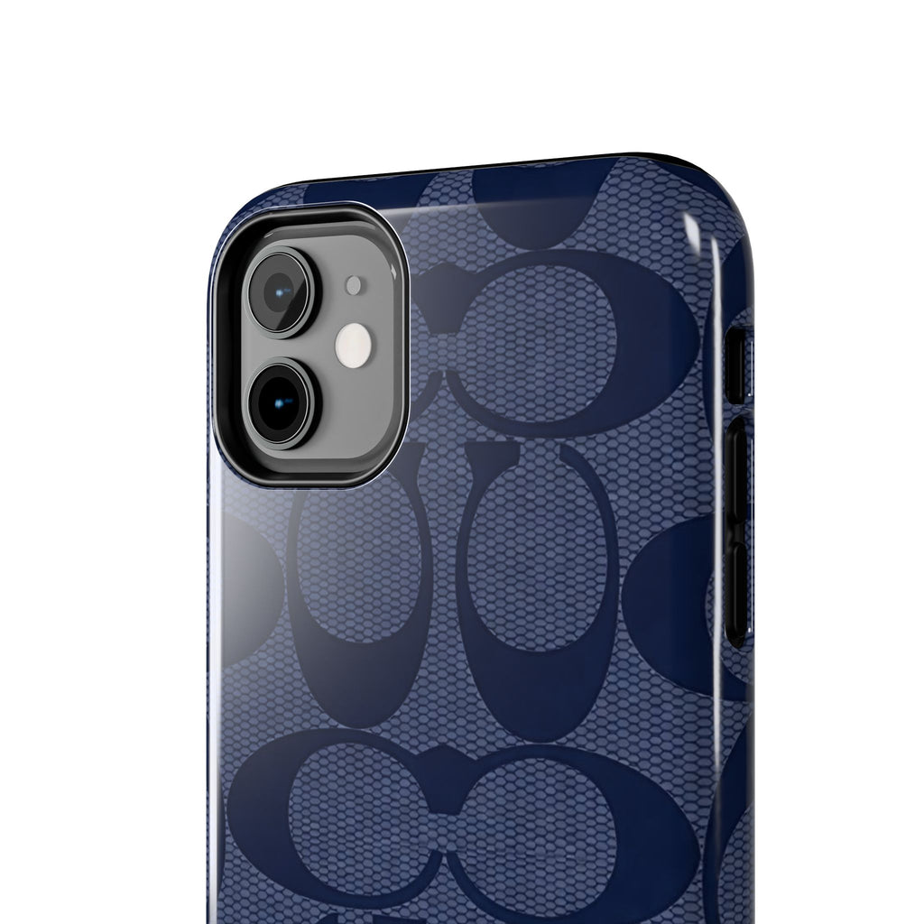 Navy Signature Pattern Tough Phone Case — Protective Designer-Inspired iPhone Case