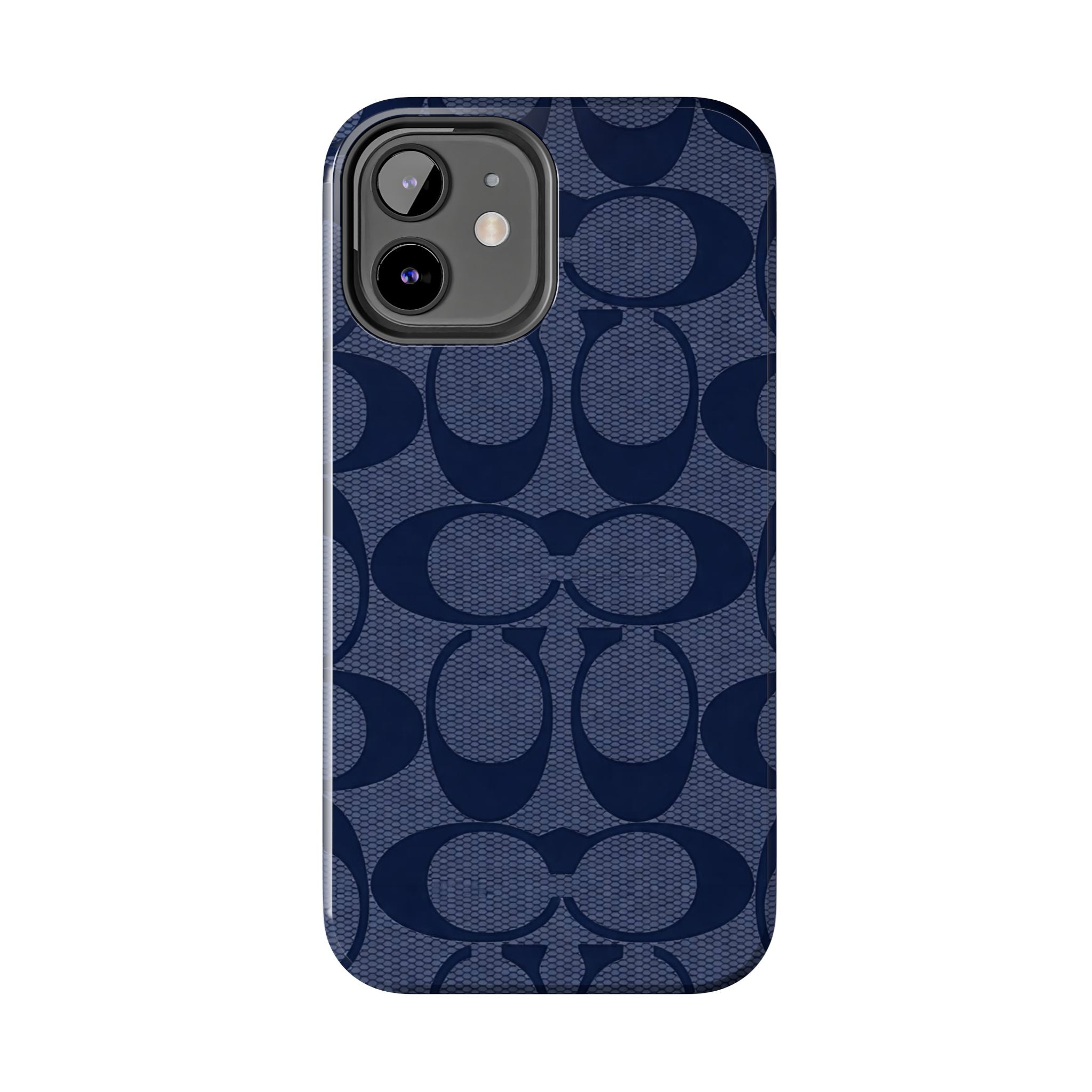 Navy Signature Pattern Tough Phone Case — Protective Designer-Inspired iPhone Case